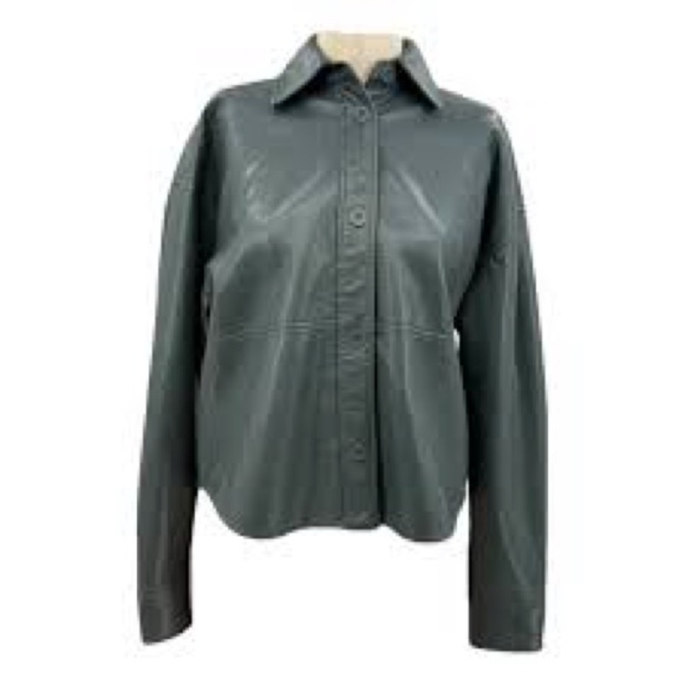 Seven for all mankind designer vegan leather green small coat